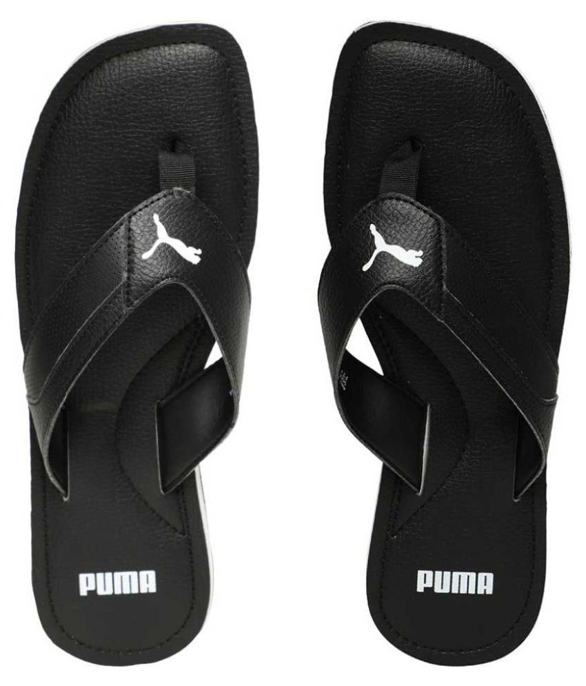 puma black thong flip flop