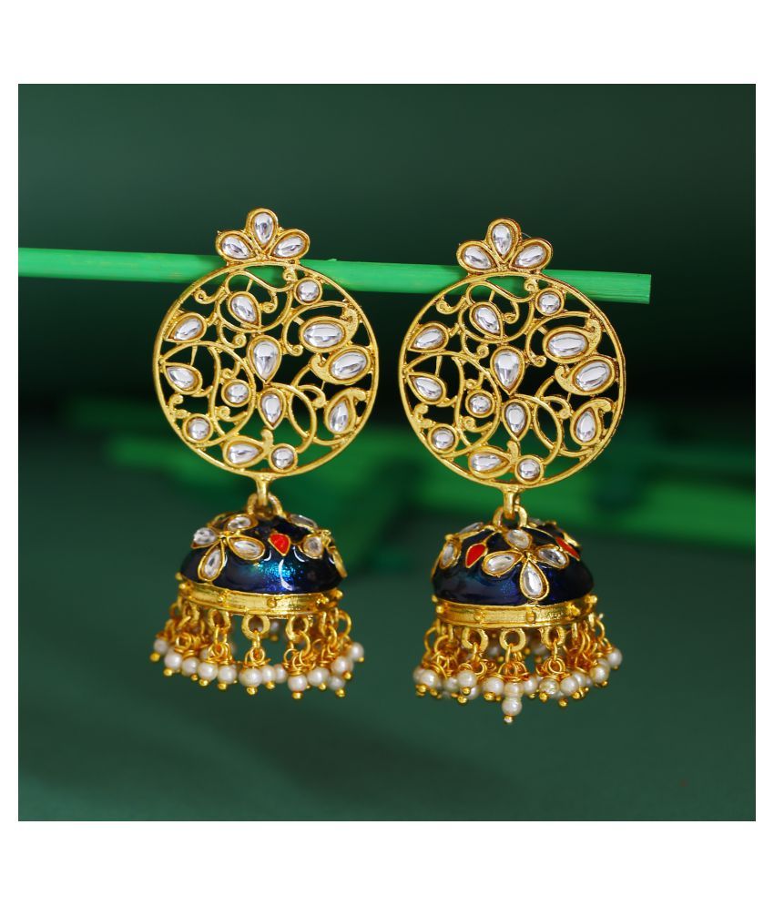     			Sukkhi Fabulous Pearl Gold Plated Kundan Jhumki Earring For Women