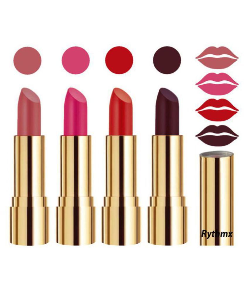     			Rythmx Professional Timeless 4 Colors Lipstick Nude,Magenta,Orange, Wine Pack of 4 16 g