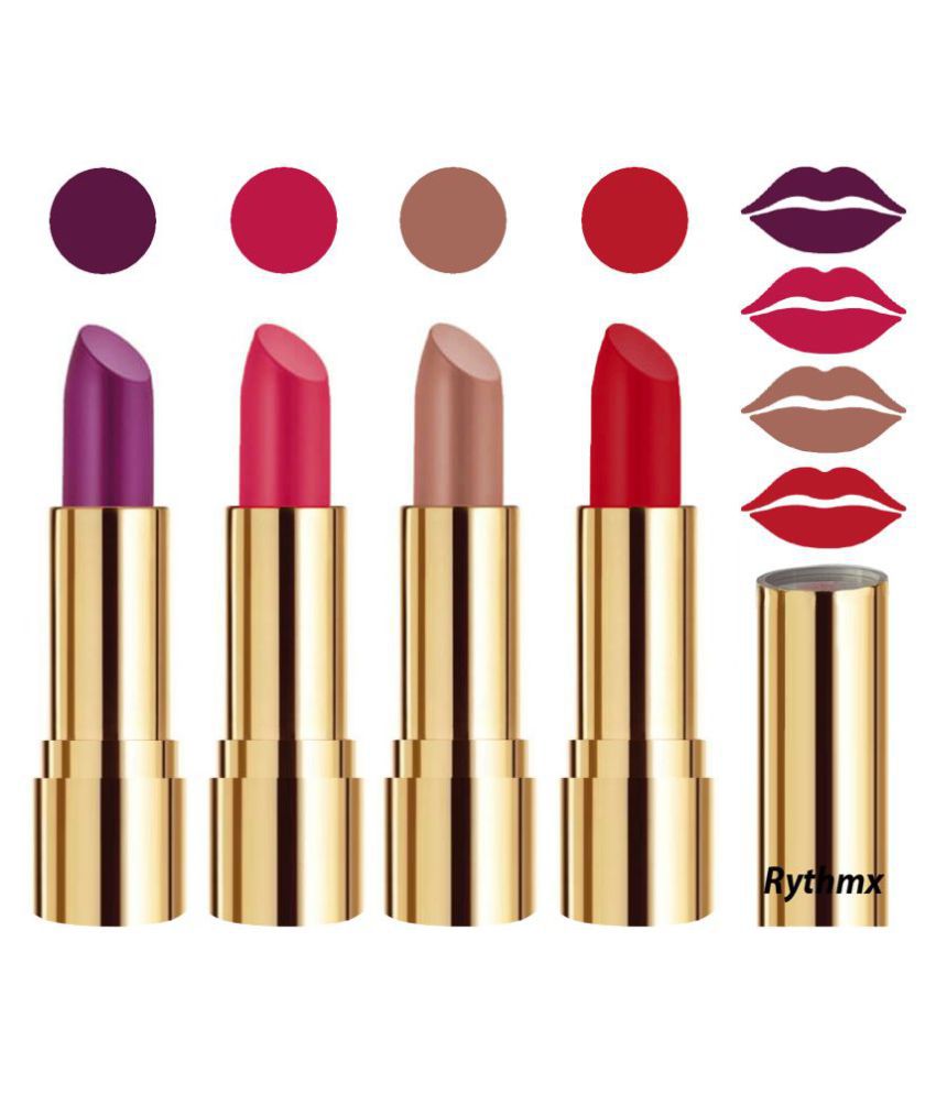     			Rythmx Professional Timeless 4 Colors Lipstick Purple,Pink,Nude, Red Pack of 4 16 g