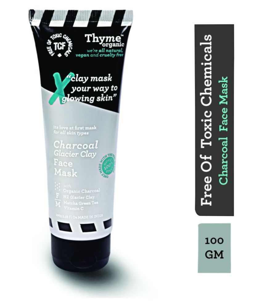 Thyme Organic Charcoal Glacier Clay Mask/ Pack No Toxic Chemical Face Pack Masks 100 gm Buy