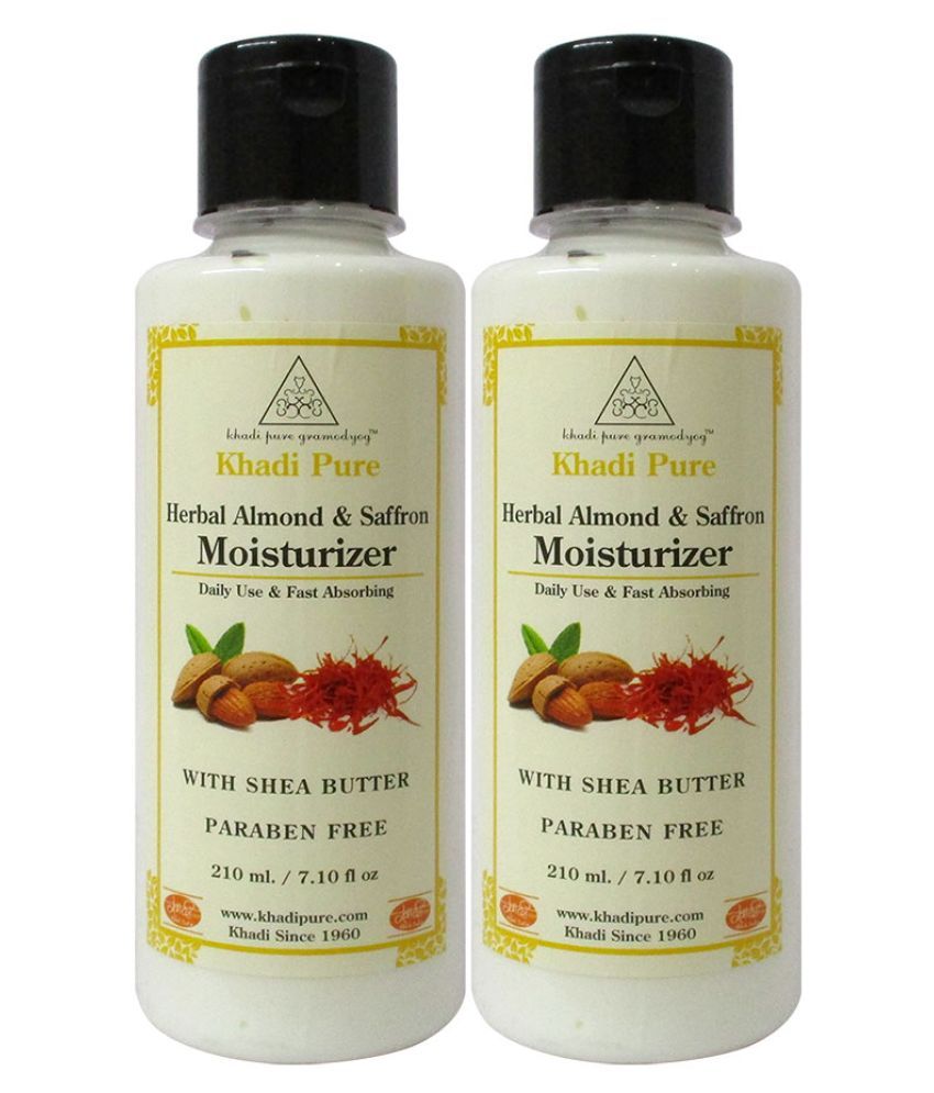 Khadi Pure Herbal Almond Saffron Sls Paraben Free Moisturizer 420 Ml Pack Of 2 Buy Khadi Pure Herbal Almond Saffron Sls Paraben Free Moisturizer 420 Ml Pack Of 2 At Best Prices