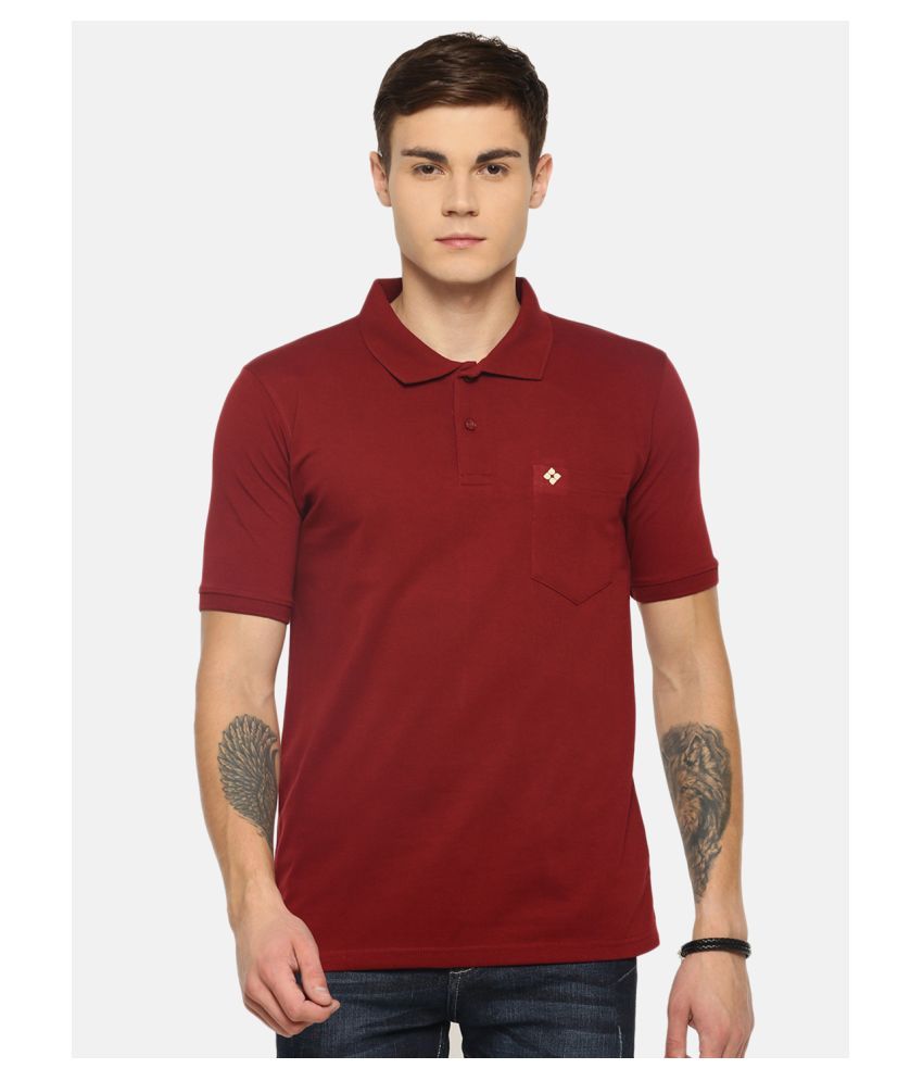     			Dollar Bigboss Cotton Blend Maroon Plain Polo T Shirt