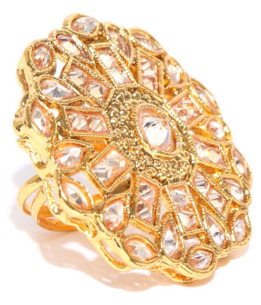     			Priyaasi Gold-Plated Kundan Adjustable Ring
