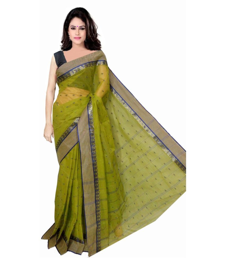     			Happy Creation Green Cotton Saree