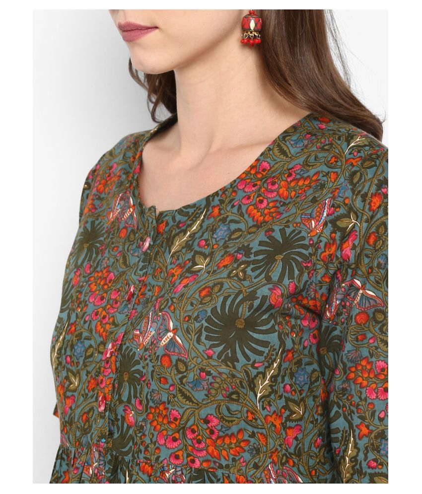 green frock style kurti