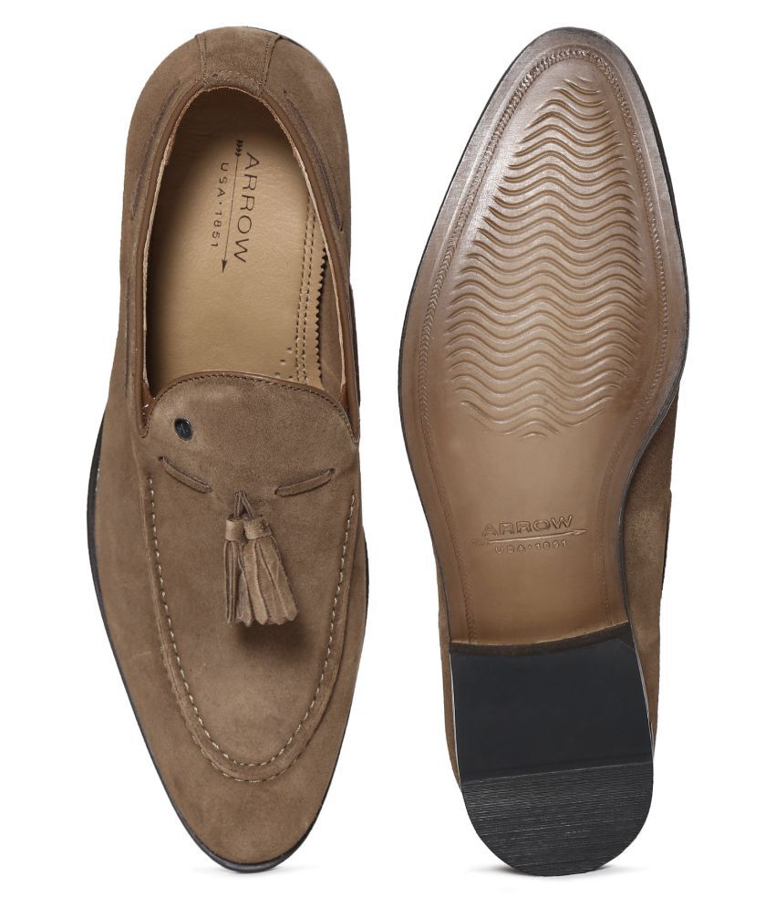 Arrow Slip On Genuine Leather Brown Formal Shoes Price in India- Buy ...