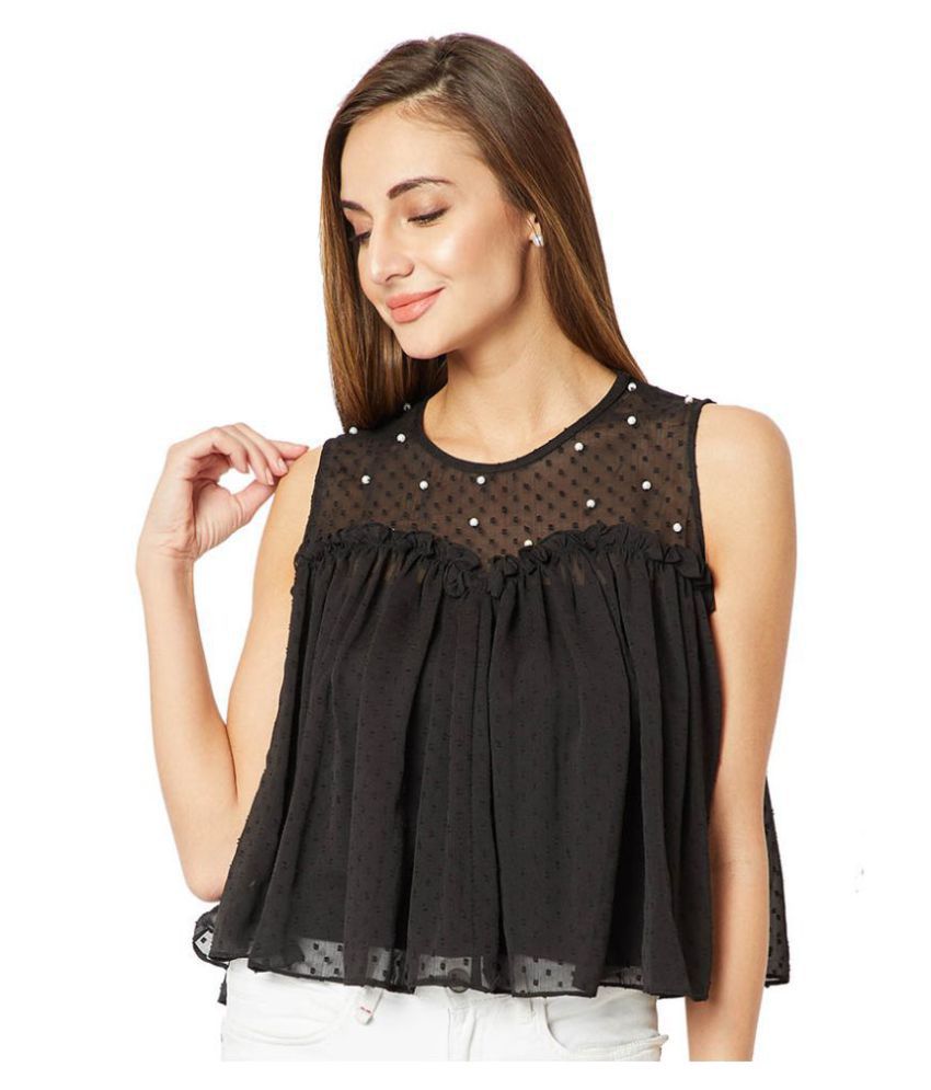     			Miss Chase - Black Chiffon Women's A-Line Top ( Pack of 1 )
