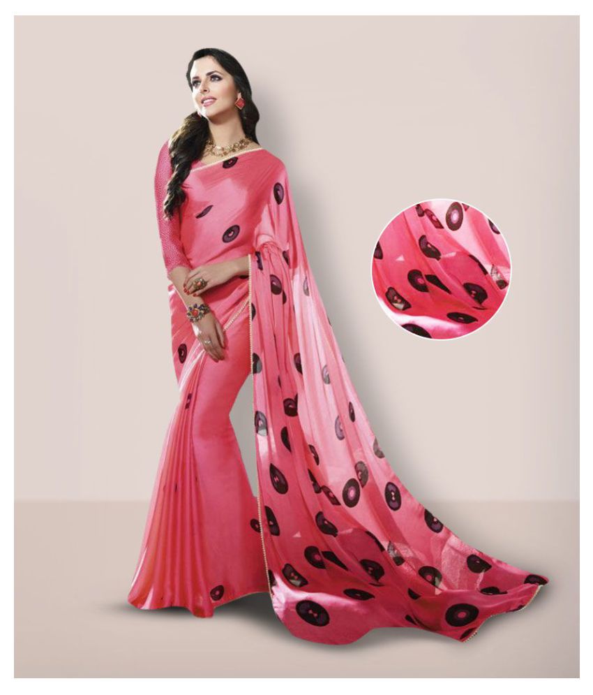     			Shaily Retails Pink Satin Saree
