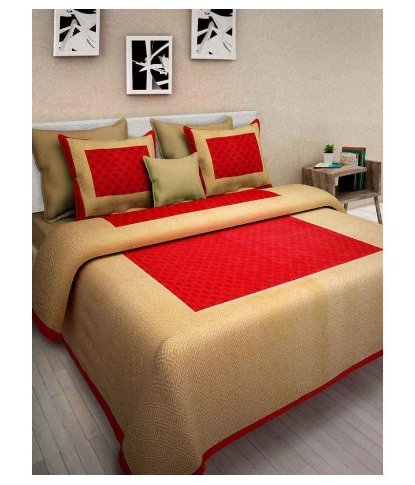     			jaipuri bedsheet Cotton Double Bedsheet with 2 Pillow Covers