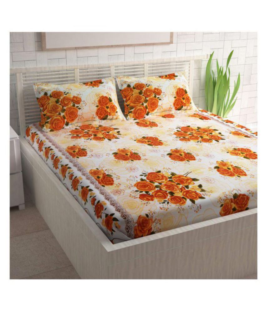     			DIVINE CASA Cotton Double Bedsheet with 2 Pillow Covers