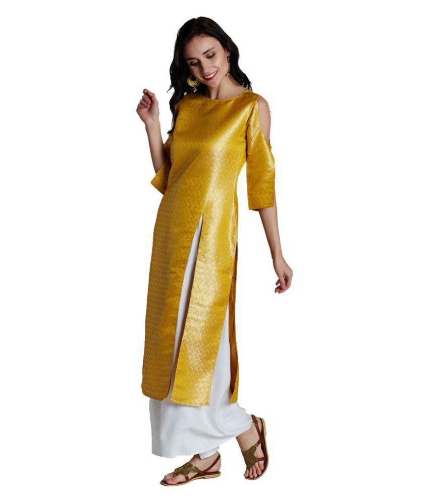 yellow cut sleeves kurti