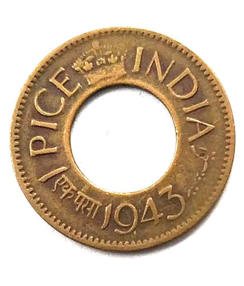     			British India 1943 Extremely RARE 1 Pice Round Crown Pretoria Mint