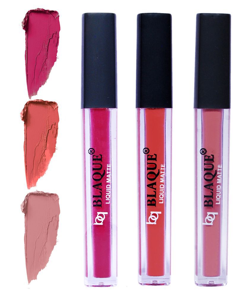     			bq BLAQUE Matte Liquid Lipstick Combo of 3 Lip Color 4ml each, Waterproof - Dark & Bold Pink, Dark Coral, Light Nude Brown