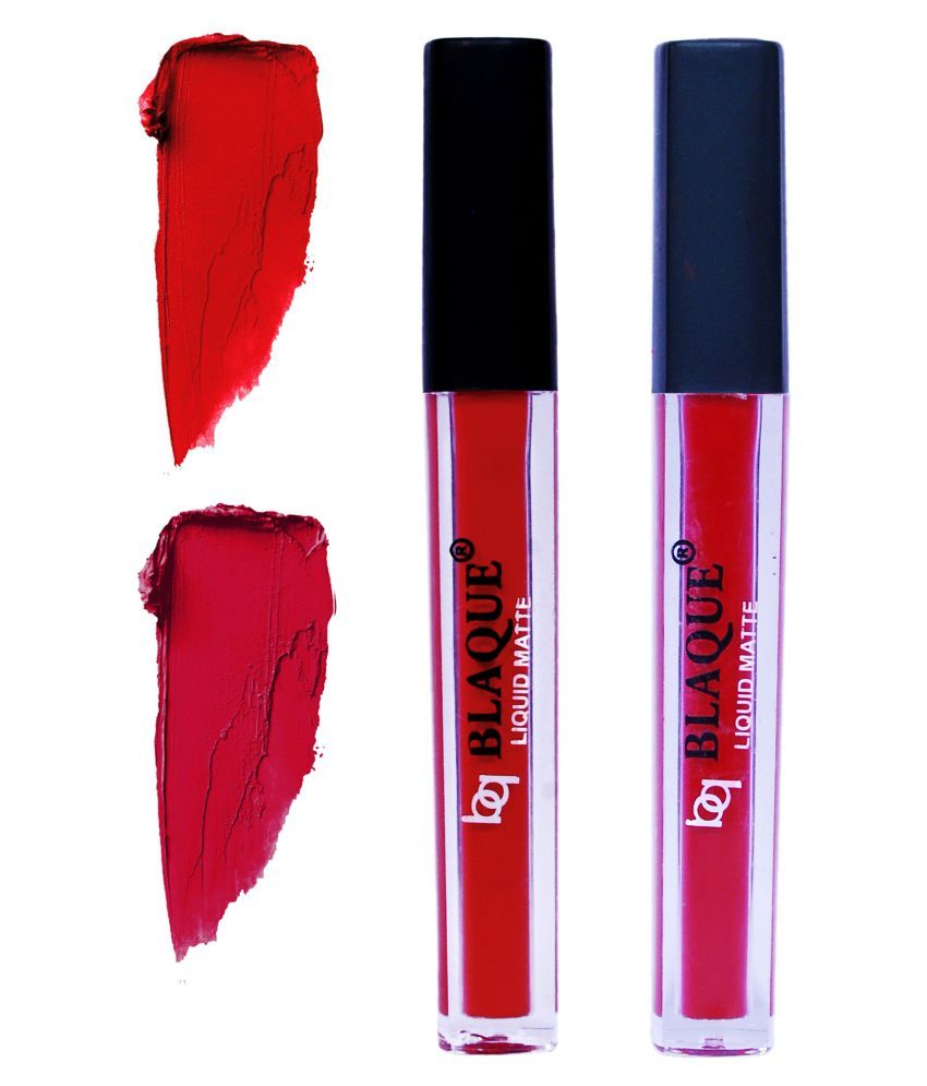     			bq BLAQUE Matte Liquid Lipstick Combo Set of 2 Pcs 4ml each, Long Lasting & Waterproof - Red & Dark Pinkish Red