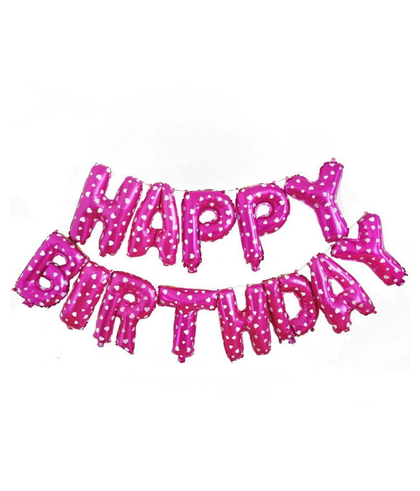 Pixelfox Happy Birthday Pink Foil 15 Inch 1 Cake Foil Balloon 10 Mini Star 5 Inchs Multi