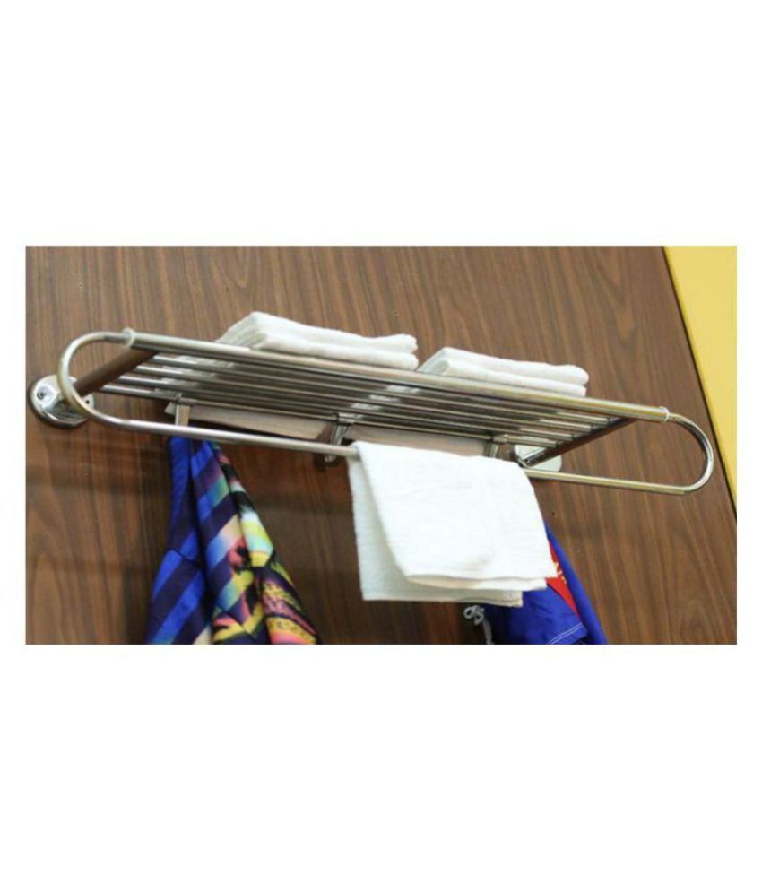 Buy KRINZA FOLDING TOWEL RACK WITH HOOKS 24 INC Stainless Steel Towel