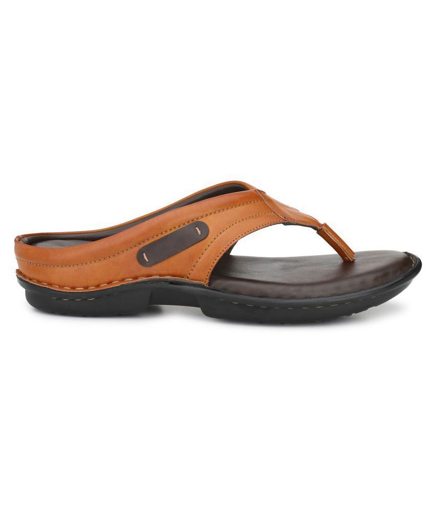 shences tan leather slippers