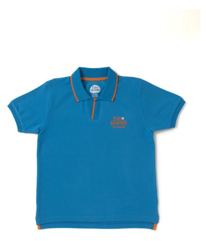     			Cub McPaws Boys Blue Polo T Shirt | Half Sleeves | for 4-12 Years Boys