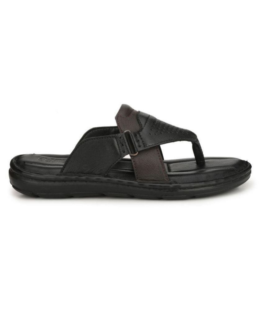 shences black leather slippers