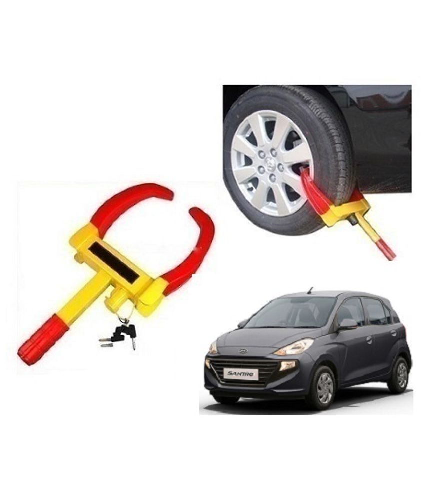 Trigcars Wheel Lock Hyundai Santro 2019 Yellow Buy Trigcars Wheel Lock