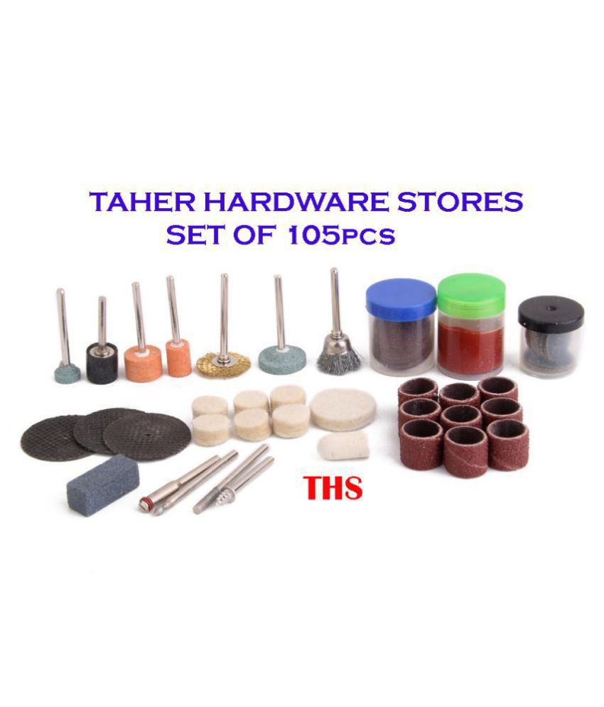 TAHER HARDWARE Cutting Grinding Electric Polishing Engraving Drill Bits Rotary Set, Multicolour - 105PCS