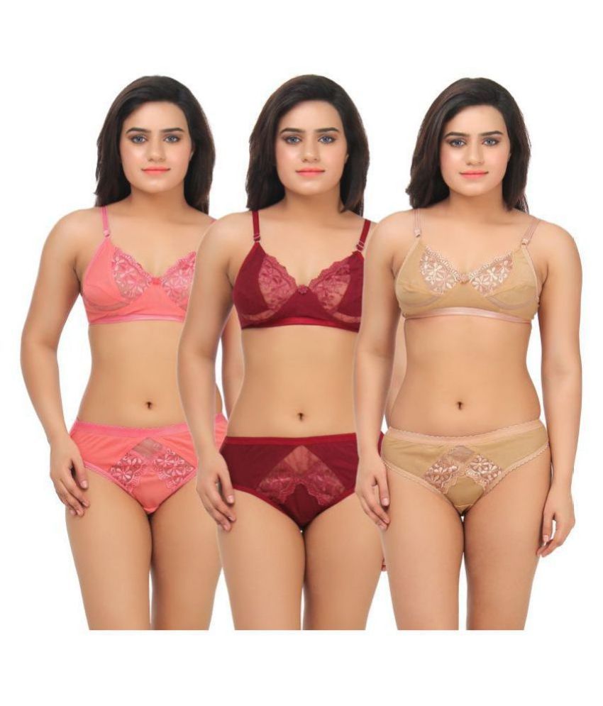     			TCG Multi Color Cotton Lycra Bra & Panty Set