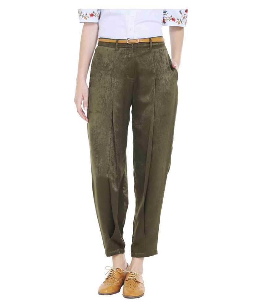 green polyester pants