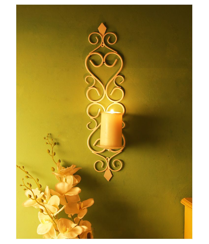     			Home Sparkle White Hanging Iron Pillar Candle Holder - Pack of 1