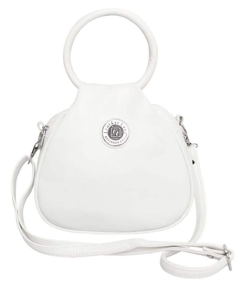     			Leather Land - White Faux Leather Sling Bag