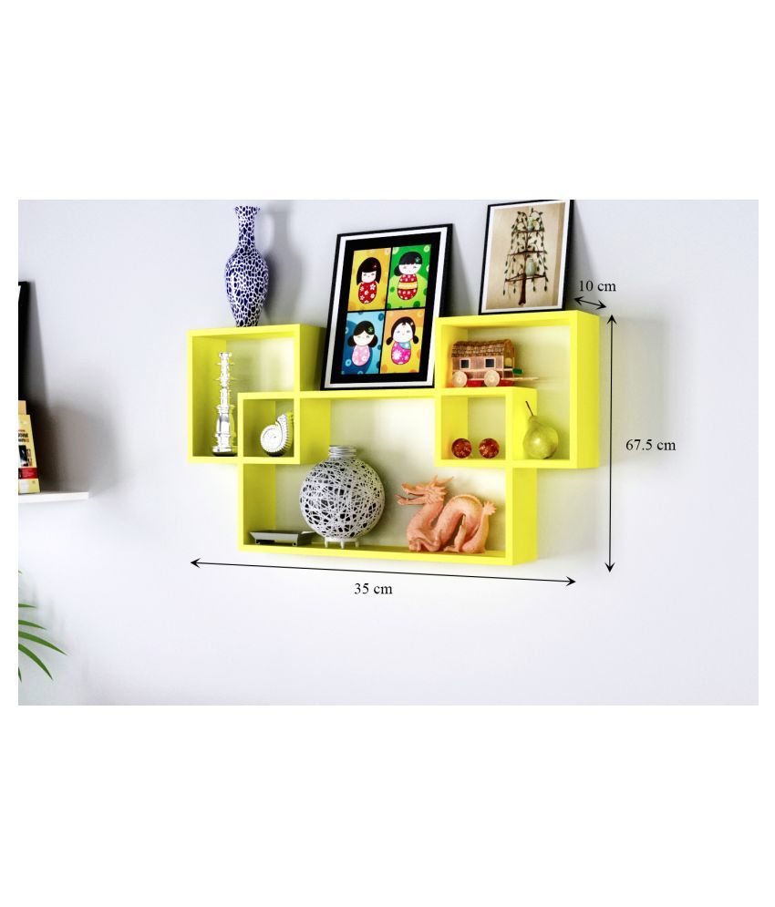 Home Sparkle Floating Shelves Yellow MDF Pack of 3 Buy Home Sparkle