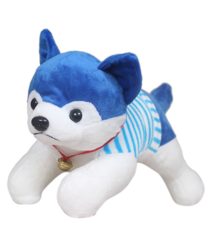 Tickles Blue Cute Soft Dressed Laying Husky Dog 32 cm