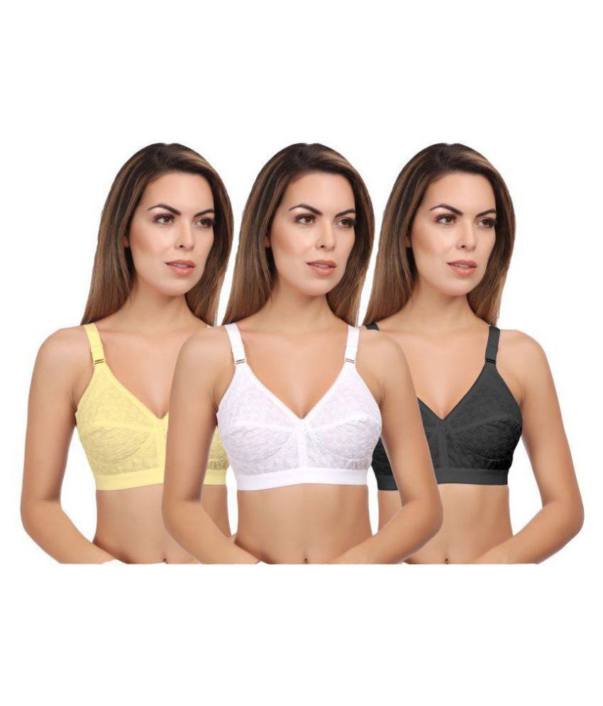     			Eve's Beauty Pack of 3 Cotton Non Padded Women's Bralette Bra ( Multi Color )