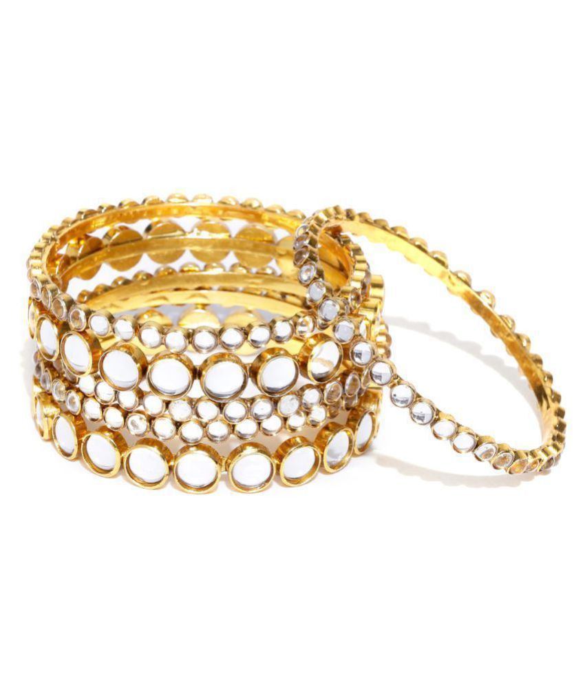 Priyaasi's Traditional Jewellery Gold Plated Kundan Bracelets Bangles