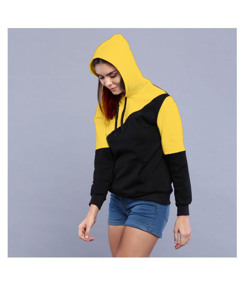 Buy PRETTE Cotton - Fleece Yellow Hooded Sweatshirt Online at Best ...