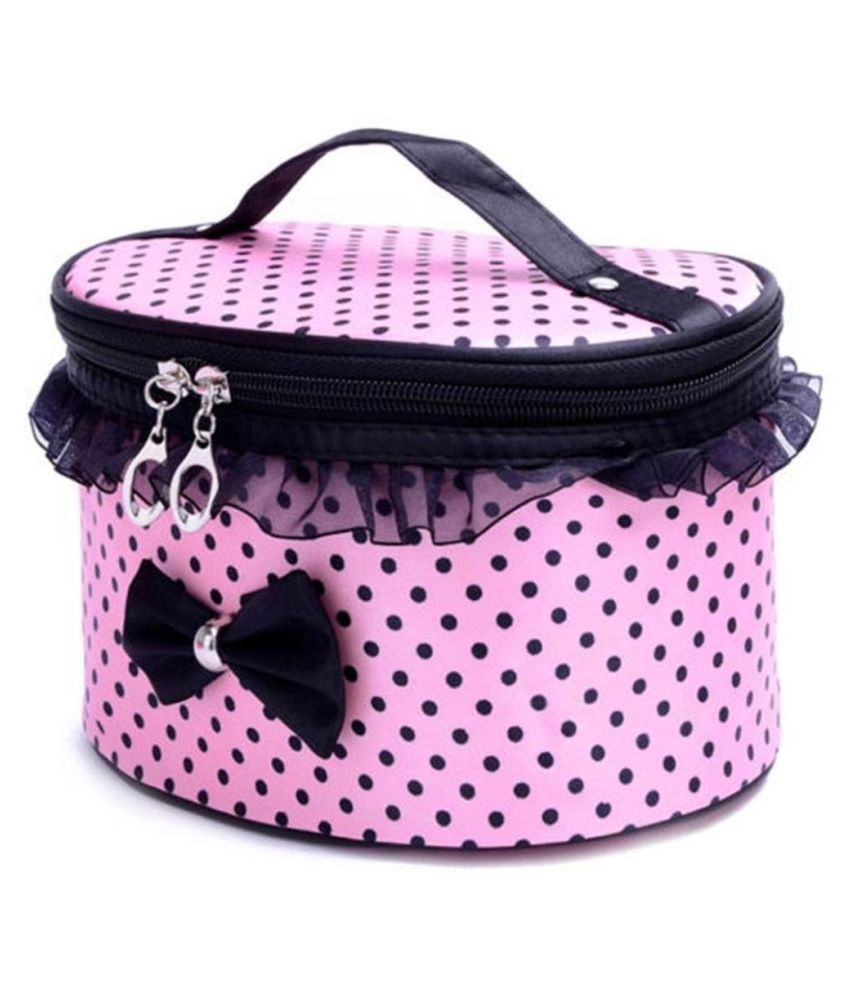     			House Of Quirk Pink Travel Makeup Case Pouch Toiletry Organizer