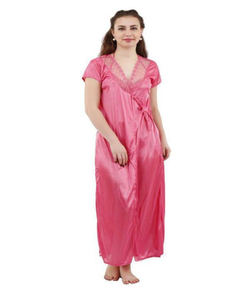 Buy LOVIE'S Satin Night Dress - Pink Online at Best Prices in India ...