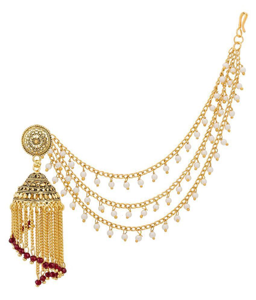 Aadita Bahuabali Ethnic Traditional Hair Chain with Jhumki Jhumka