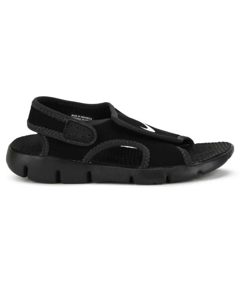 Nike Black Synthetic Leather Sandals - Buy Nike Black Synthetic Leather ...