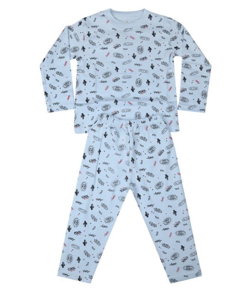 SKY BLUE COLOURED COTTON PRINTED NIGHT SUIT FOR KIDS.