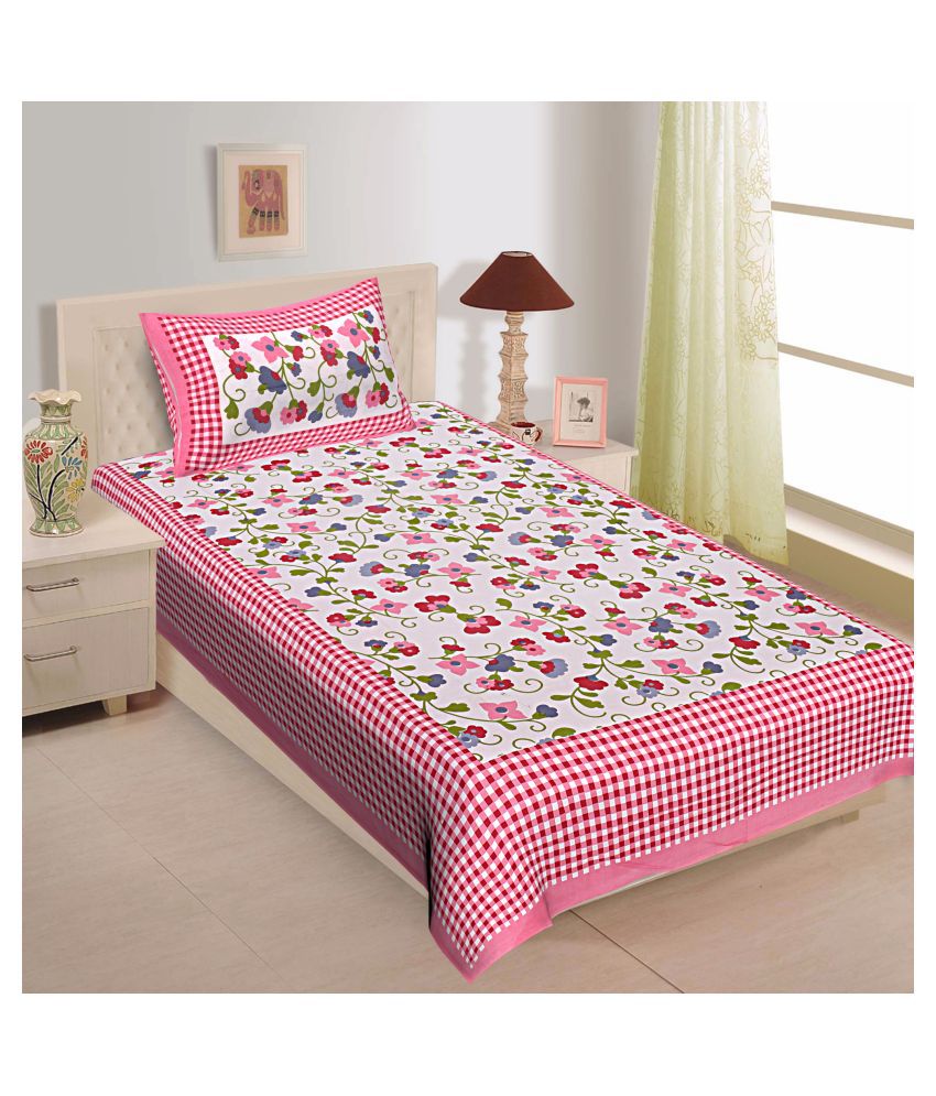     			Uniqchoice Cotton Single Bedsheet with 1 Pillow Cover ( 229 cm x 153 cm )