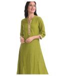 Karigari Green Cotton Princess cut Kurti