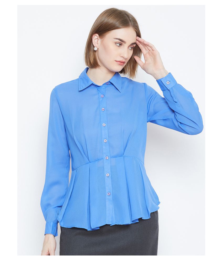     			Purys Blue Polyester Shirt