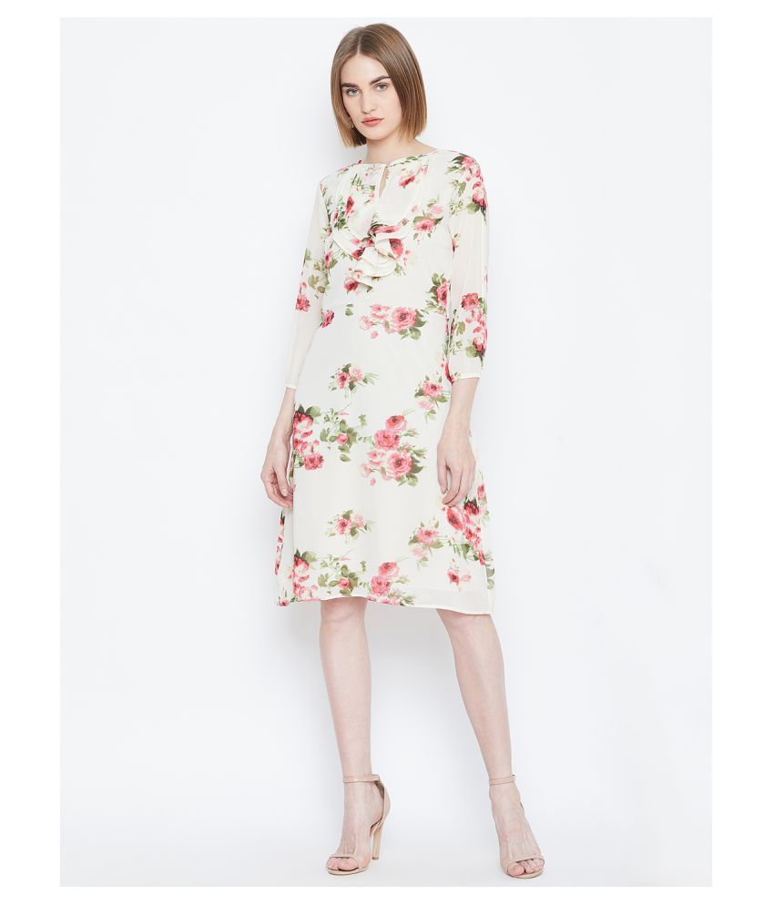     			Purys Polyester Off White A- line Dress