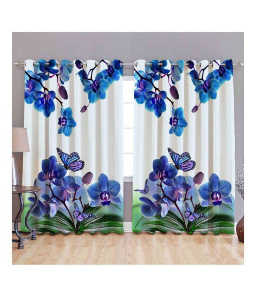     			B7 CREATIONS Single Window Semi-Transparent Eyelet Polyester Curtains Multi Color