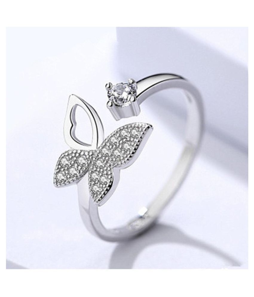 Beautifully Crafted Hollow Wing Butterfly Cubic Zircon Adjustable Ring ...