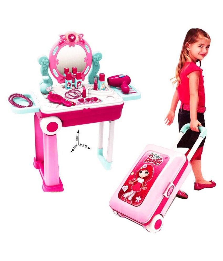 Fashion Beauty Play Set With Trolley 2 In 1 Beauty Play Set With