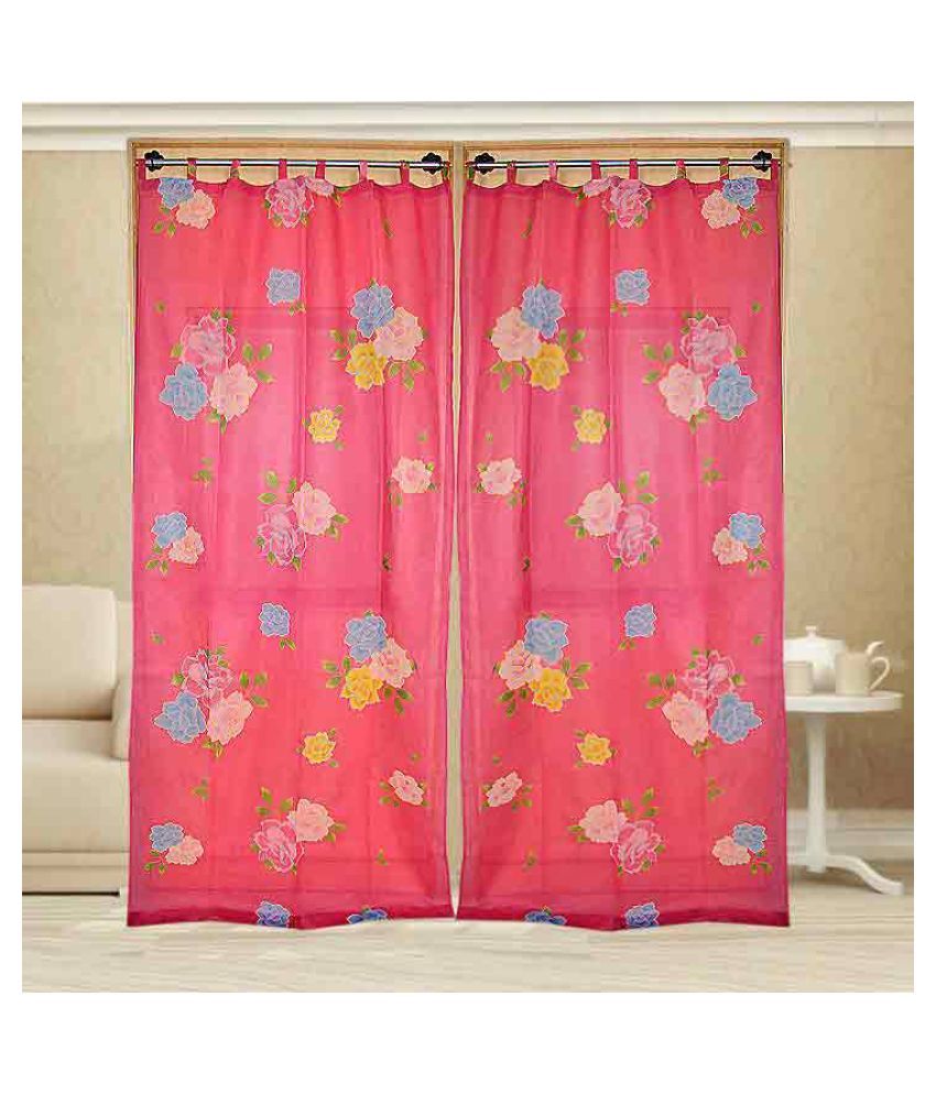 Sriam Set Of 2 Long Door Semi Transparent Rod Pocket Cotton
