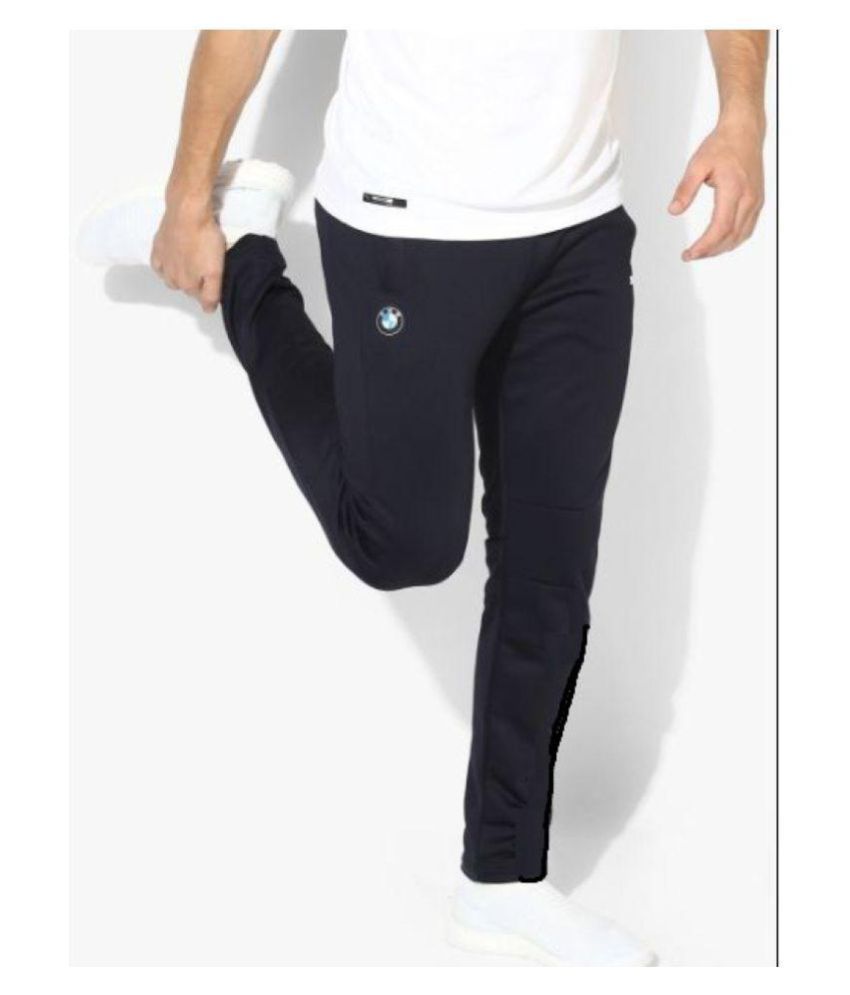 puma black polyester lycra trackpants