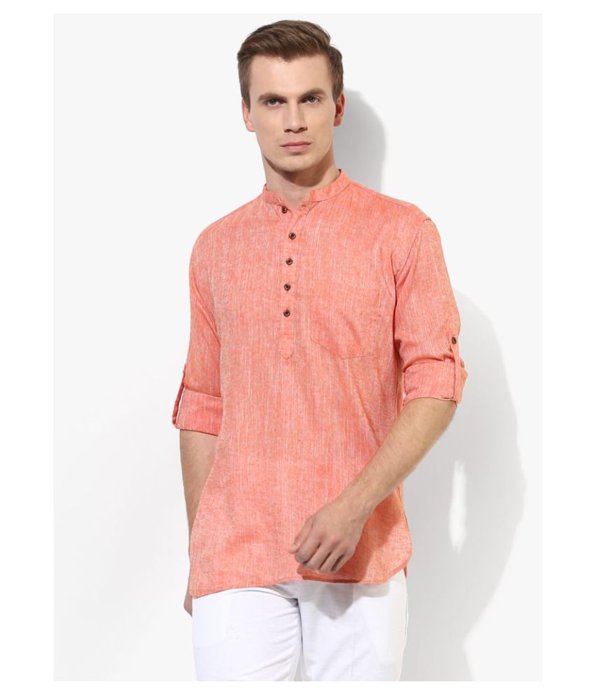     			Hangup 100 Percent Cotton Orange Solids Shirt
